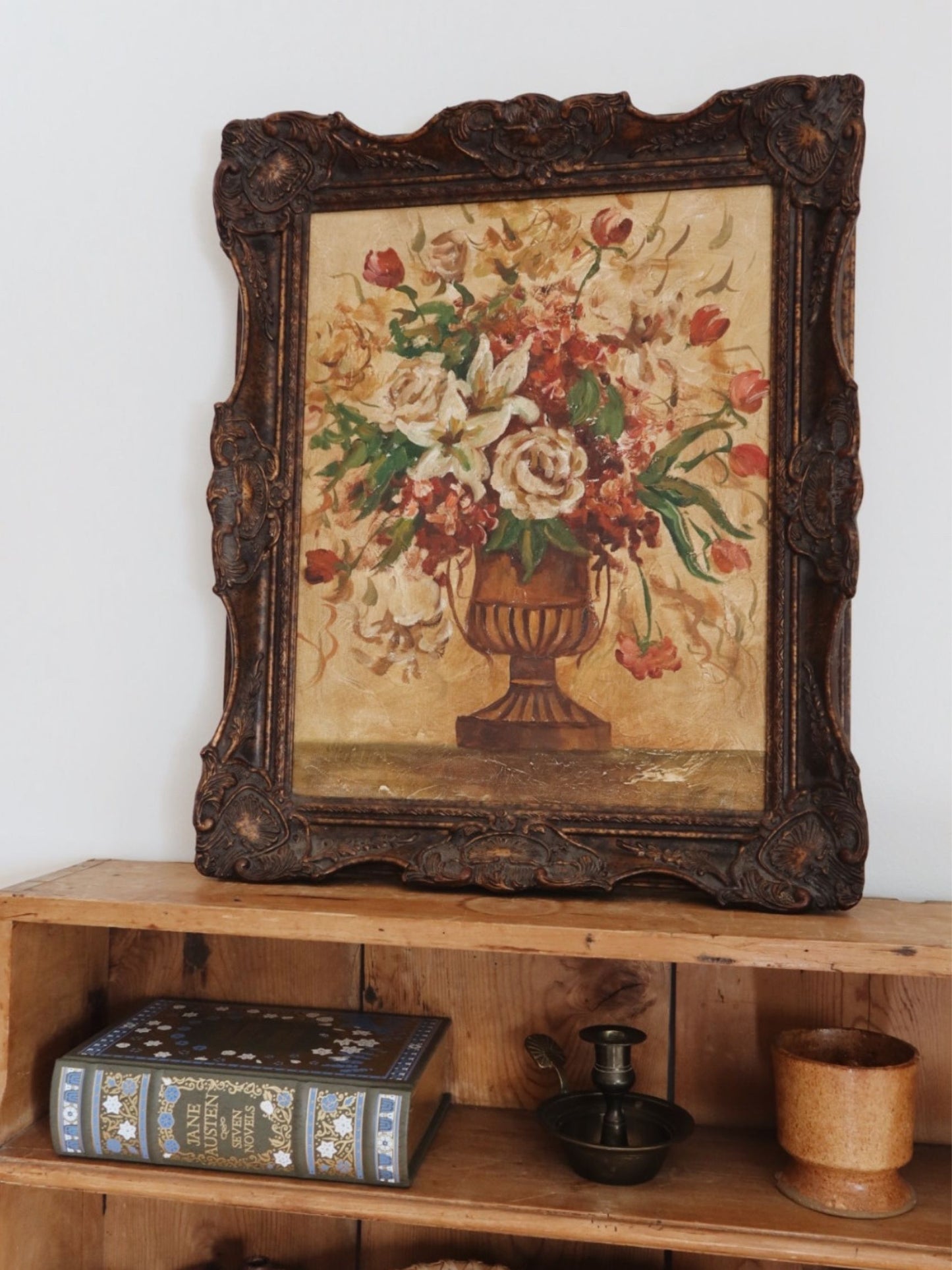 Vintage Floral Painted Picture - Pick Up Only