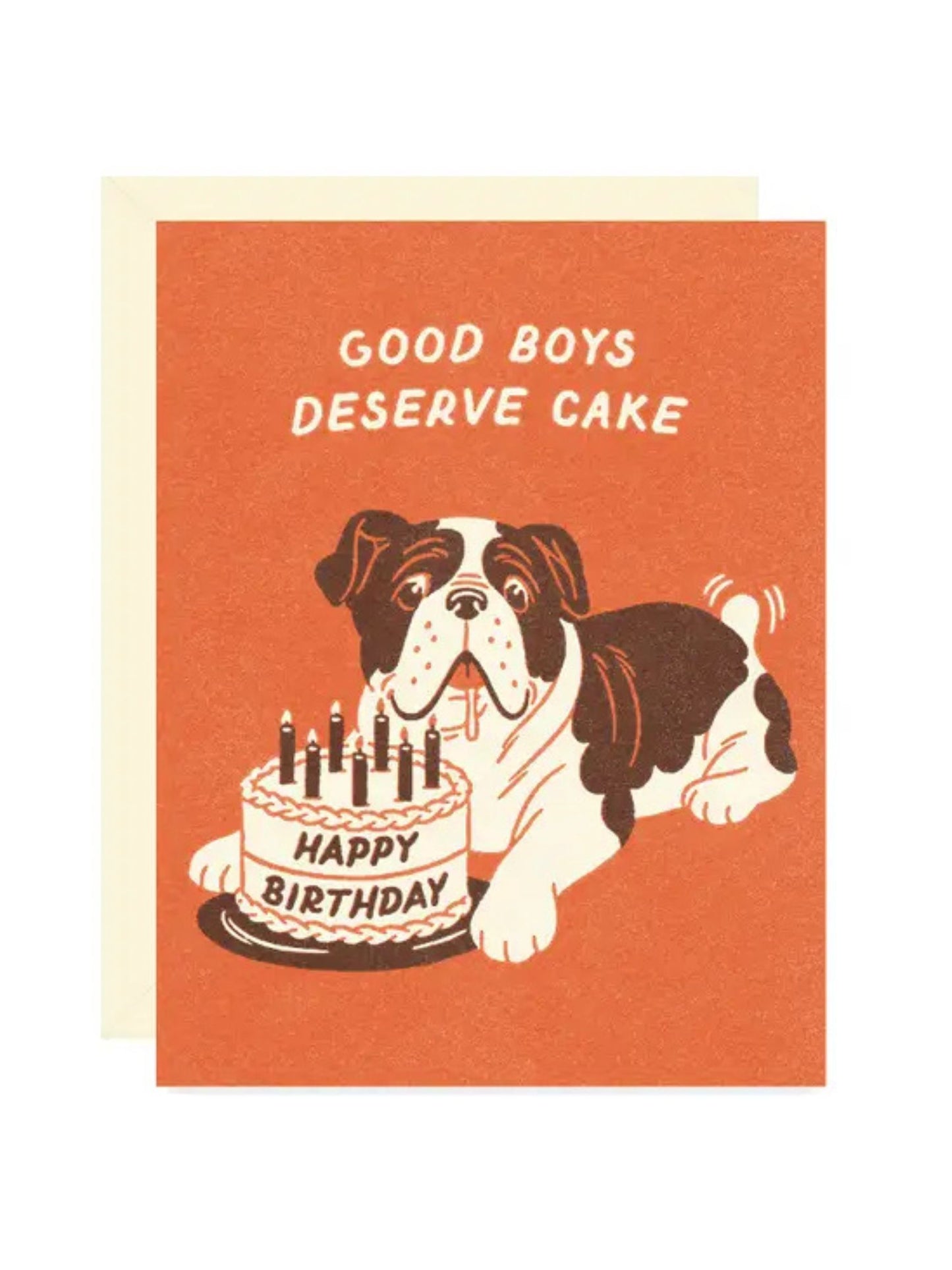 Bulldog and Cake Birthday Card