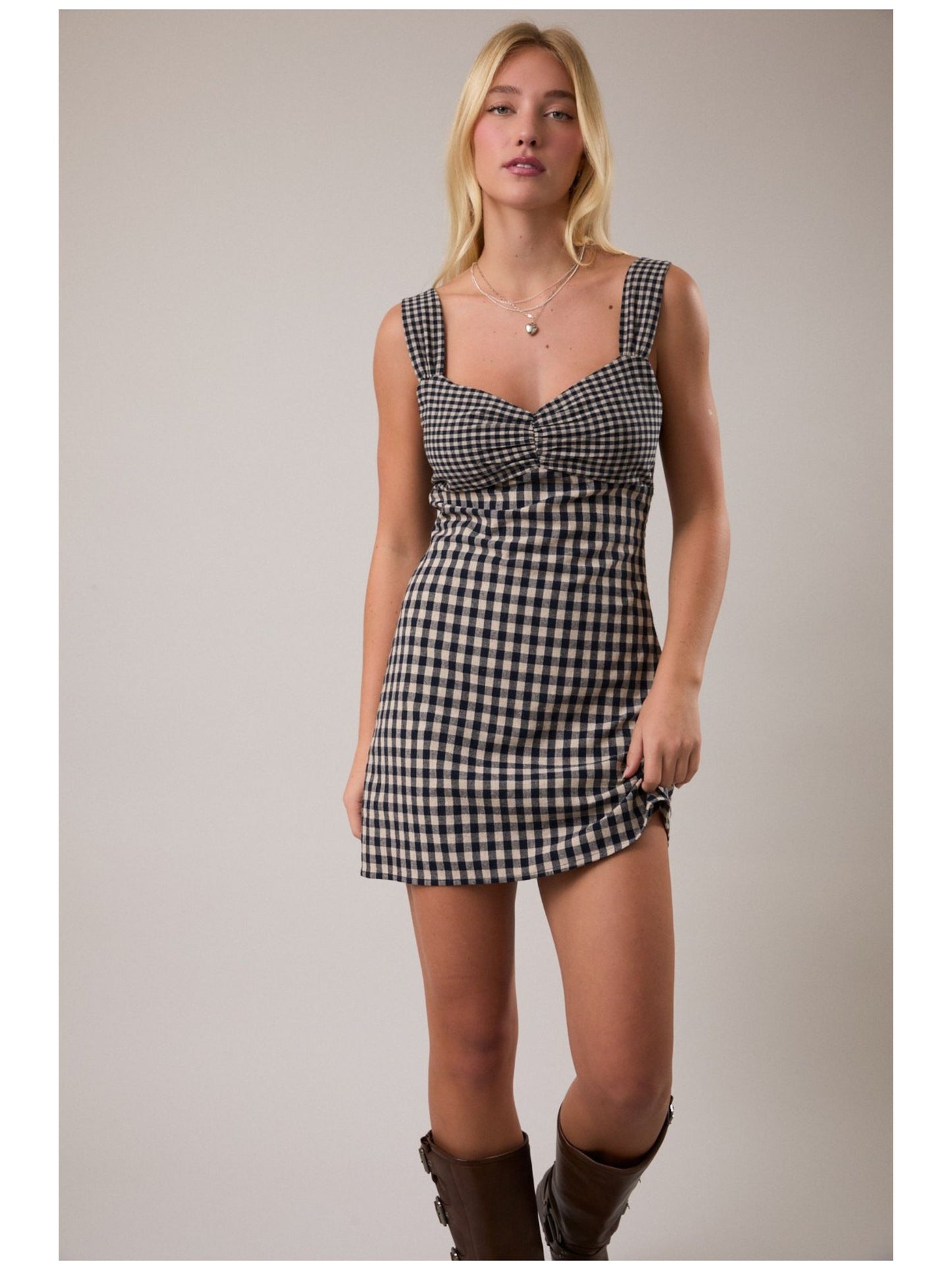 Sleeveless Plaid Mini Dress