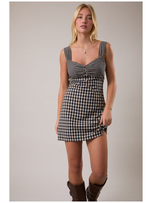 Sleeveless Plaid Mini Dress