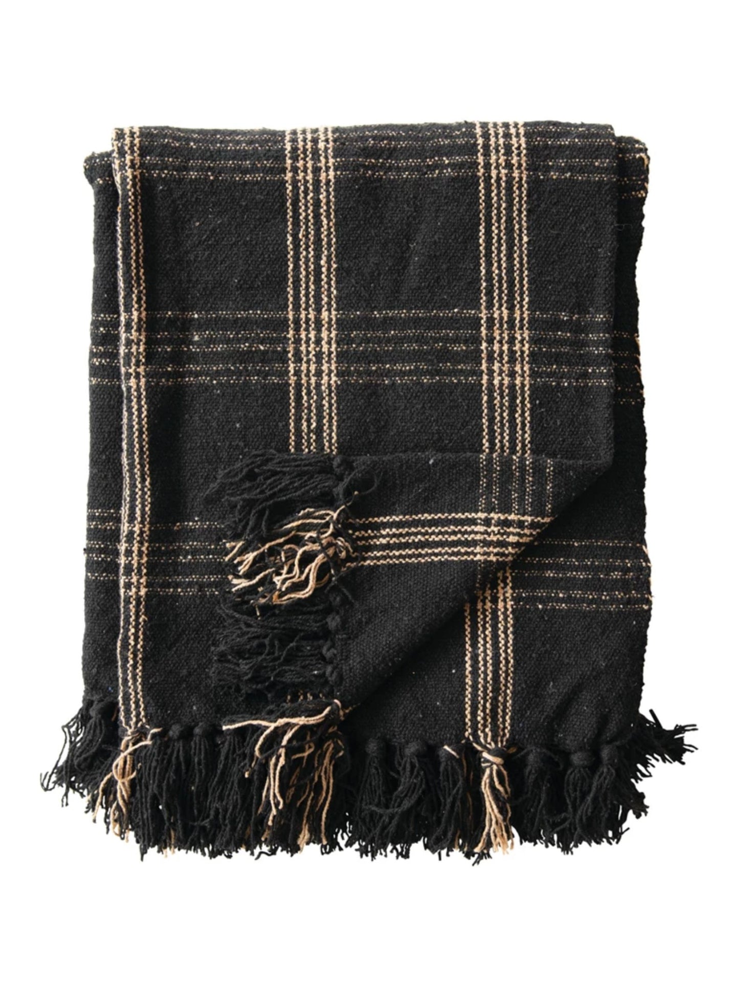 Woven Cotton Blend Throw w/ Fringe