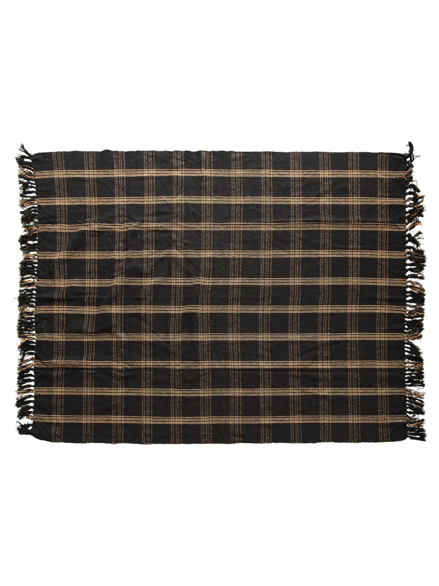 Woven Cotton Blend Throw w/ Fringe