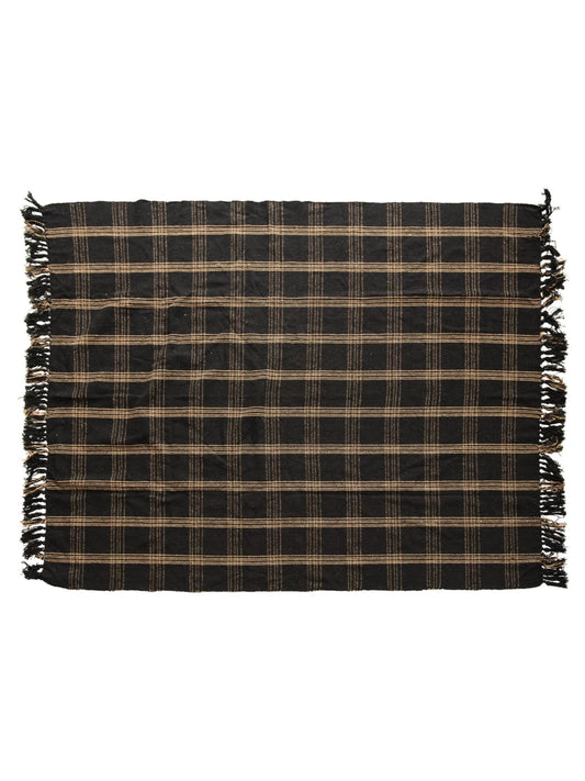 Woven Cotton Blend Throw w/ Fringe