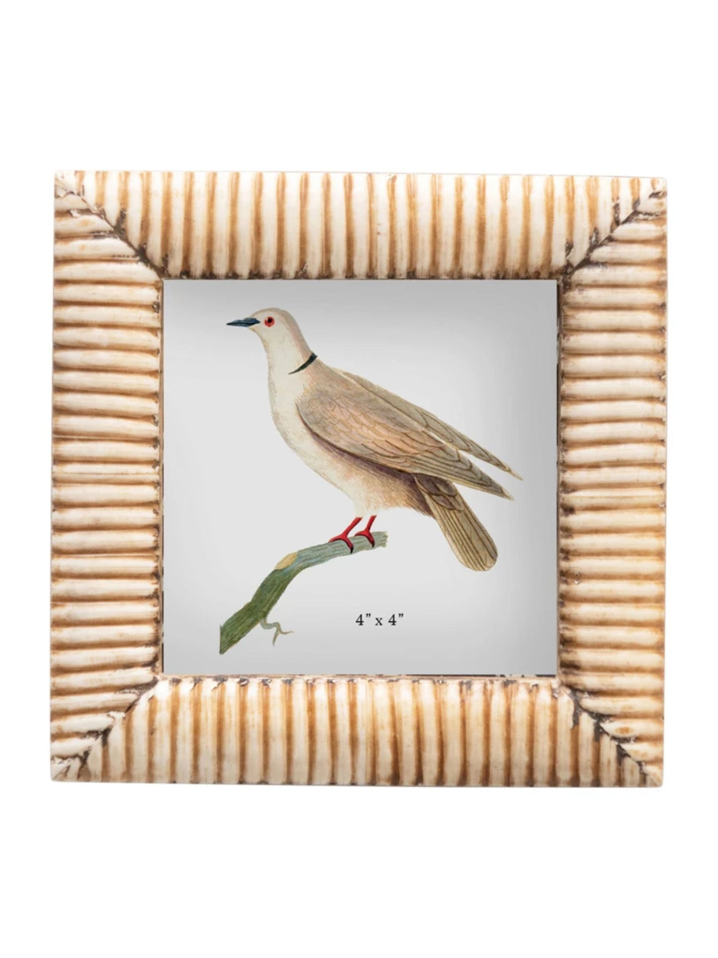 Hand-Carved Photo Frame with Ribbed Pattern Natural