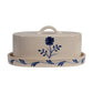 Blue and White Hand-Painted Stoneware Butter Dish