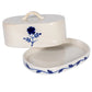 Blue and White Hand-Painted Stoneware Butter Dish