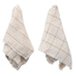 Cotton Double Cloth Napkins w/ Grid/Stripe - Set of 4