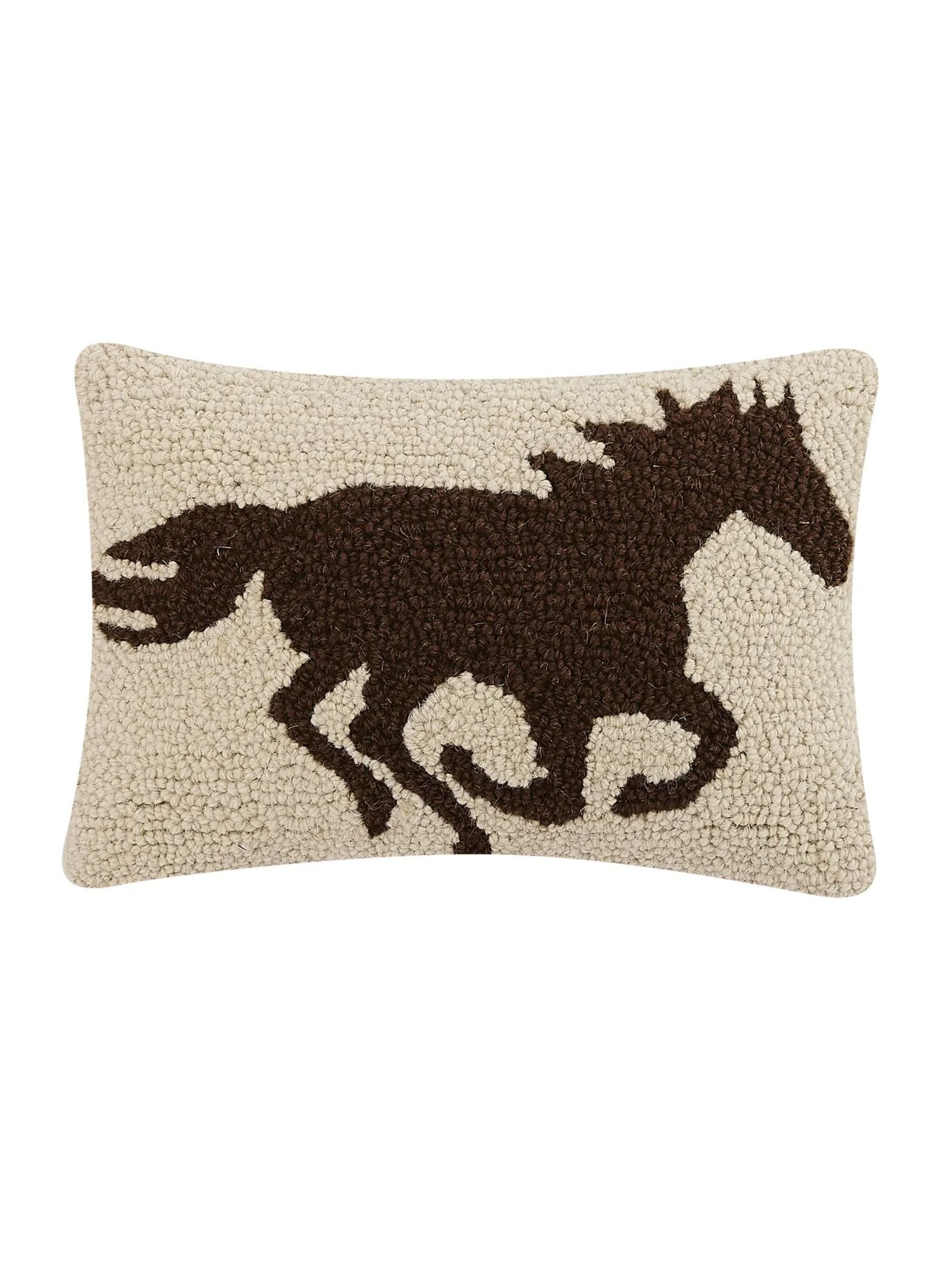 Racehorse Brown Silhouette Hook Pillow