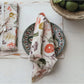 Cotton Printed Napkins w/ Vegetable Pattern & Fringe