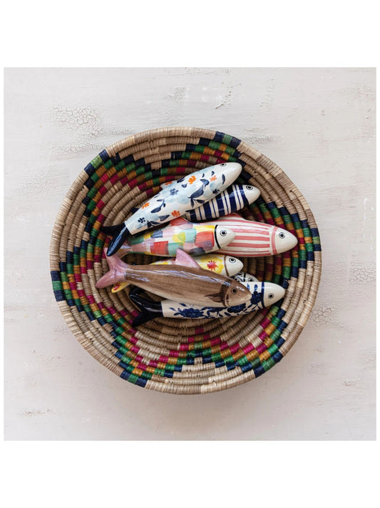 Hand-Painted Stoneware Fish Wall Décor