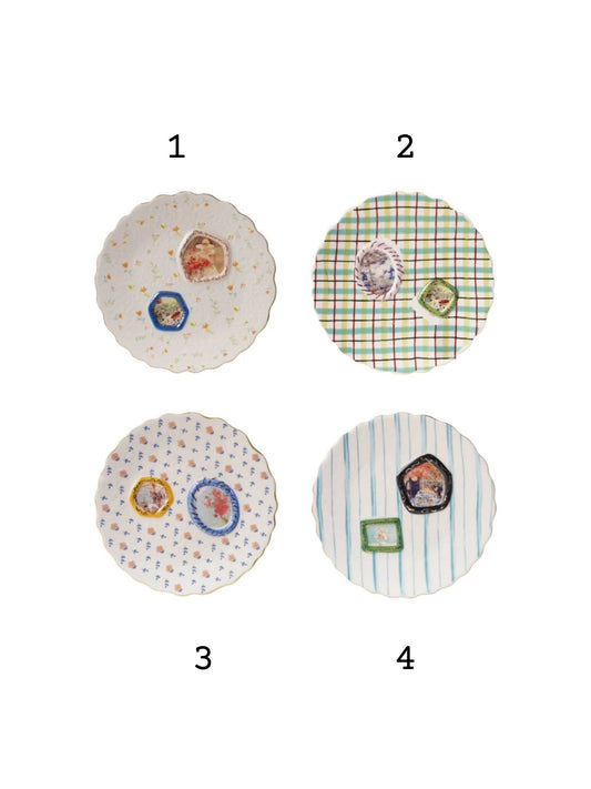 Embossed Hand-Painted Stoneware Plate