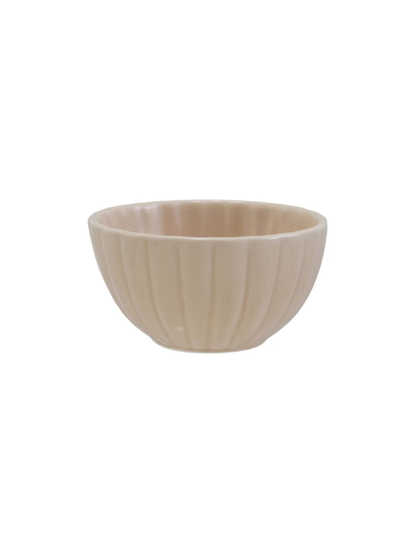 Cream Stoneware Ribbed Bowl