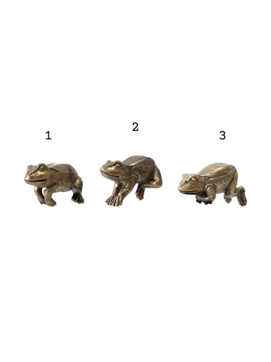 Resin Frog Pot Hanger - Distressed Gold Finish