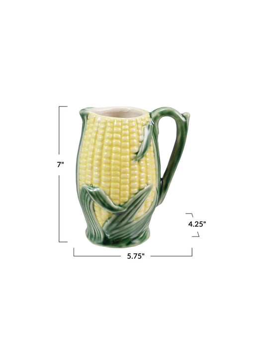 34 oz. Stoneware Vintage Reproduction Corn Shaped Pitcher