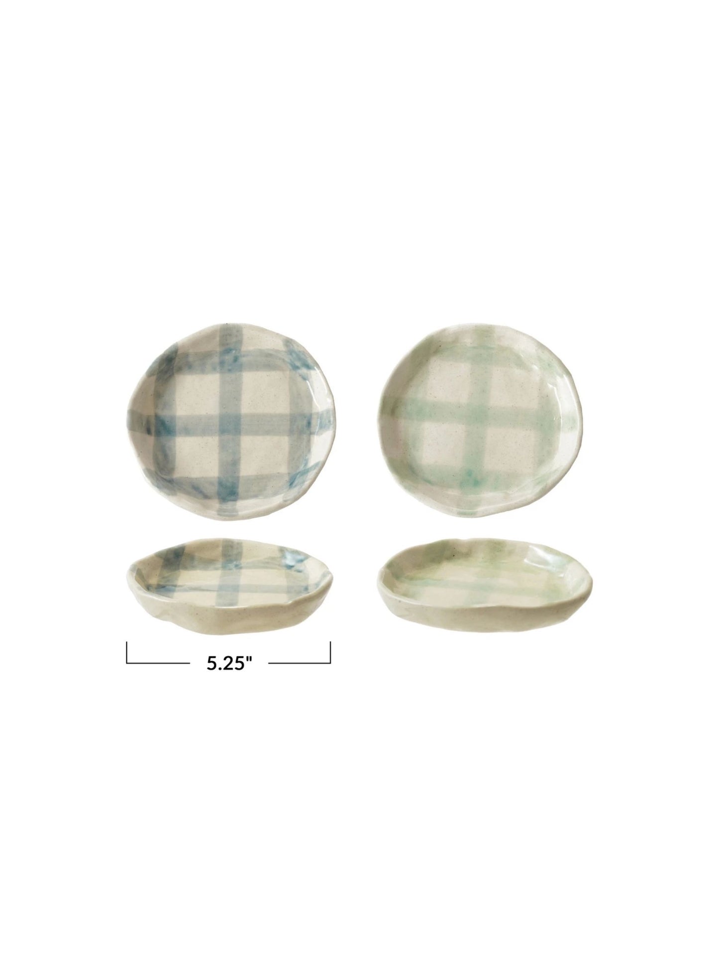 Hand-Painted Stoneware Plate w/ Grid Pattern