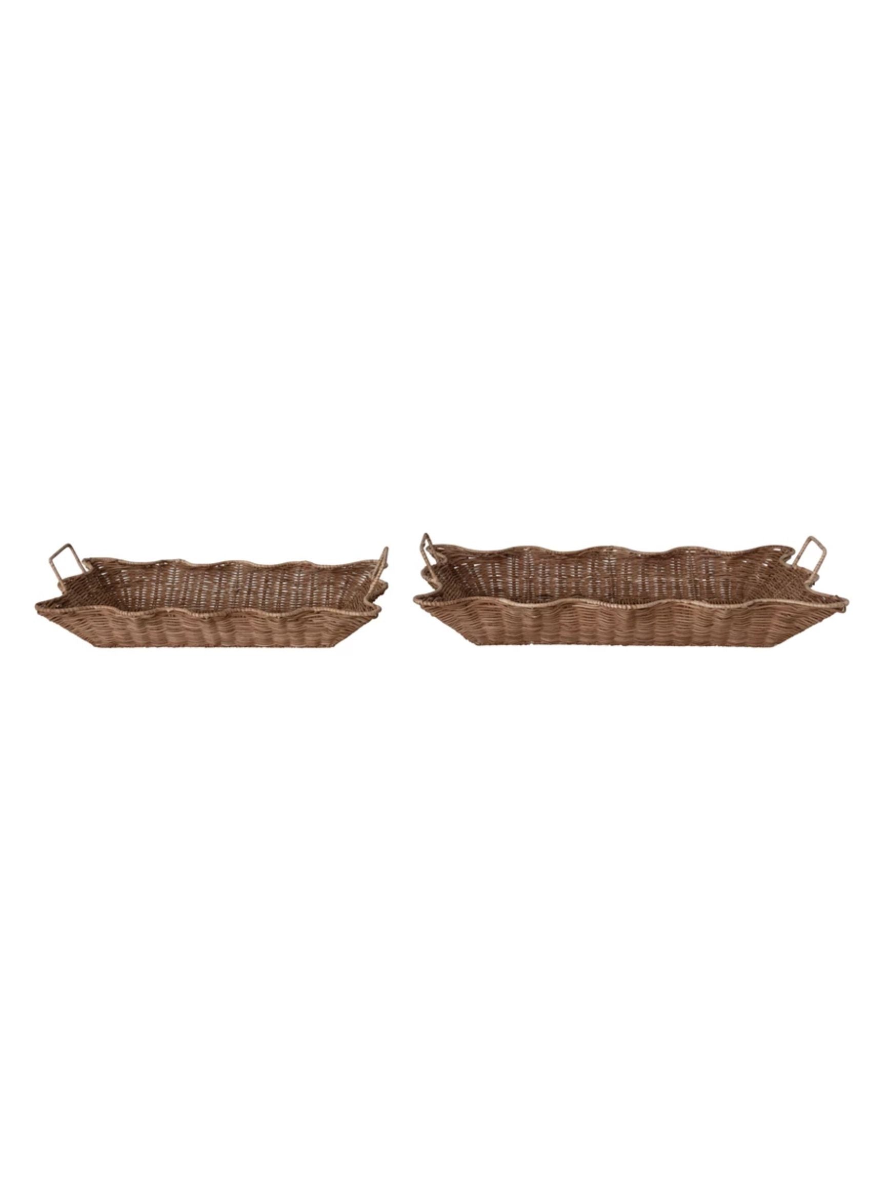 Decorative Hand-Woven Rattan Scalloped Tray - Pick Up Only – The Native One