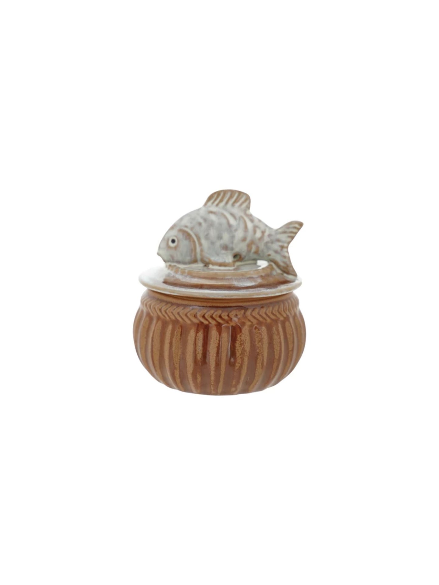 Stoneware Salt Cellar with Fish