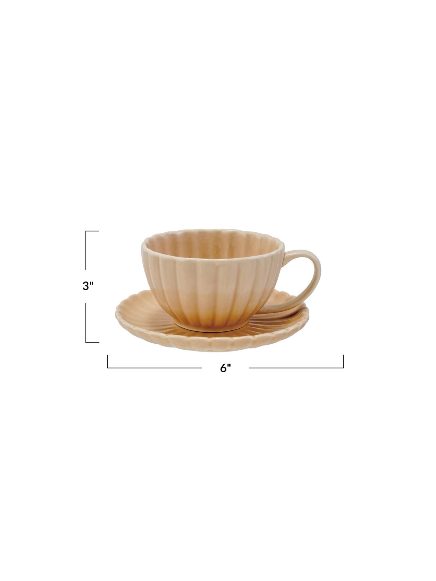 Stoneware Ribbed Mug w/ Saucer