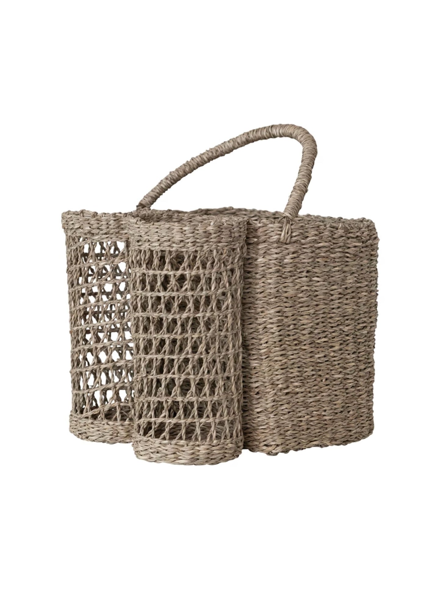 Hand-Woven Seagrass Basket with Handle - Pick Up Only