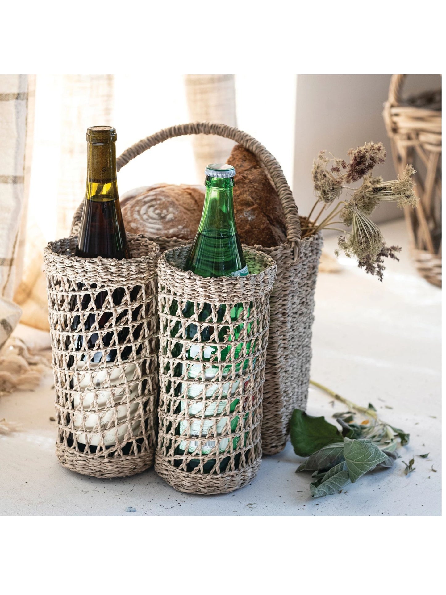 Hand-Woven Seagrass Basket with Handle - Pick Up Only