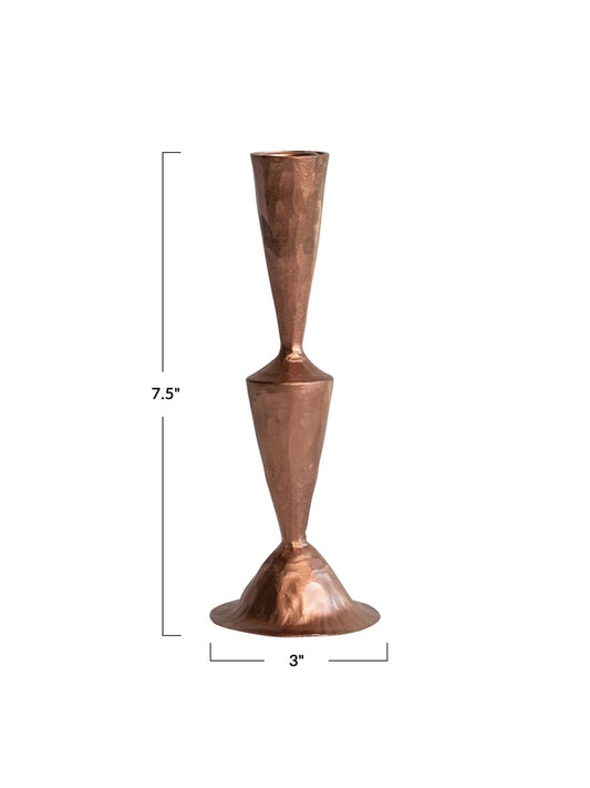 Hand-Forged Cast Iron Taper Holder, Copper Finish