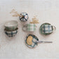 12 oz. Hand-Painted Stoneware Mug w/ Grid Pattern