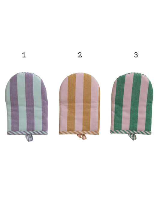 Woven Cotton Striped Oven Mitt