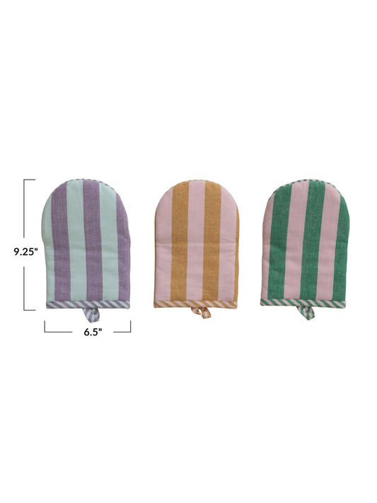 Woven Cotton Striped Oven Mitt