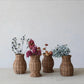 Hand-Woven Rattan Vase with Removable Glass Insert