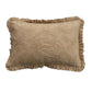 Woven Cotton Lumbar Pillow with Hand-Embroidered Kantha Stitch Flowers & Ruffle
