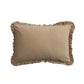 Woven Cotton Lumbar Pillow with Hand-Embroidered Kantha Stitch Flowers & Ruffle