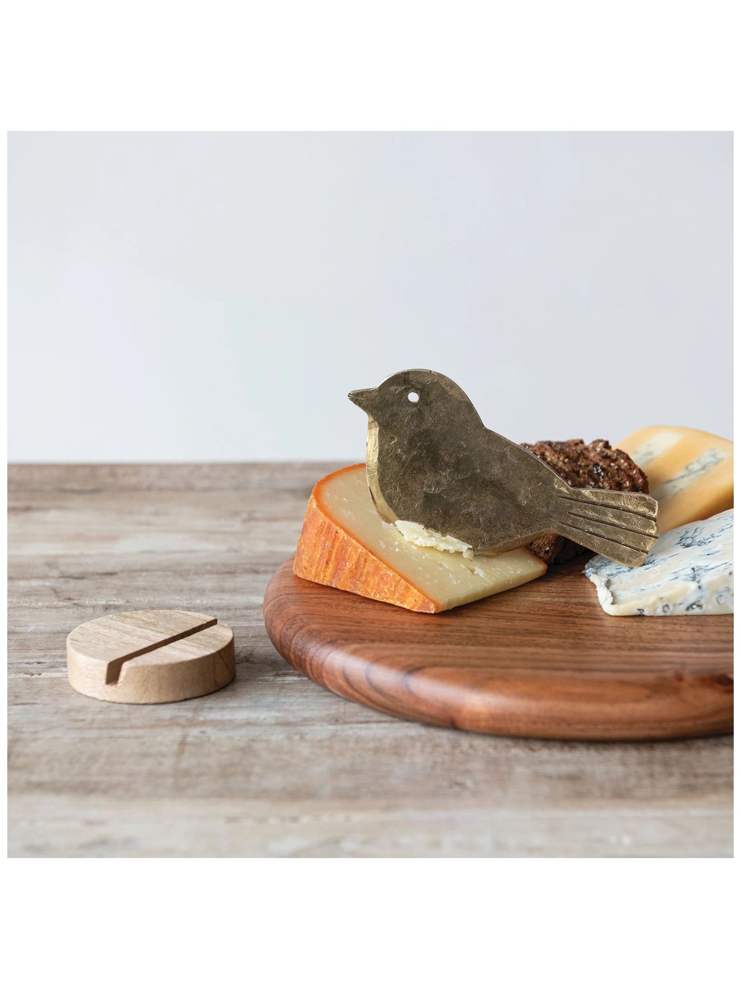 Hand-Forged Metal Bird Shaped Cheese Knife with Mango Wood Stand