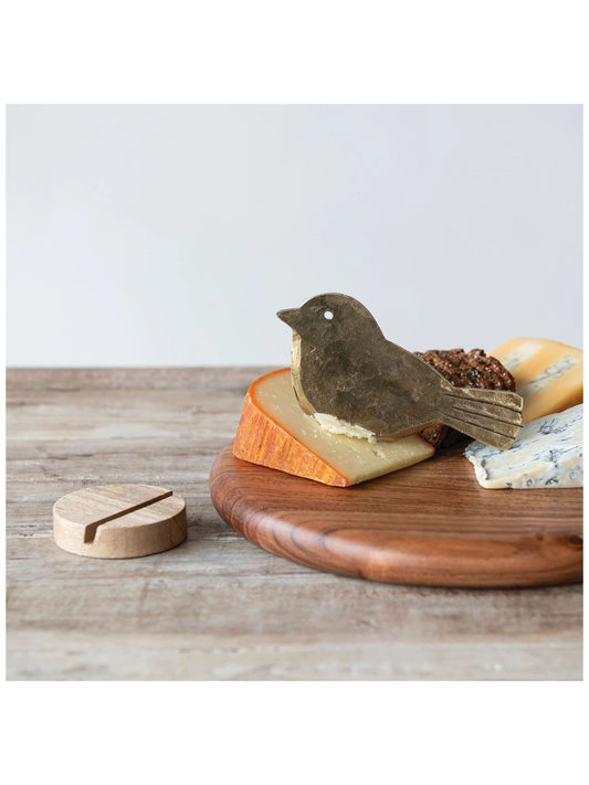 Hand-Forged Metal Bird Shaped Cheese Knife with Mango Wood Stand