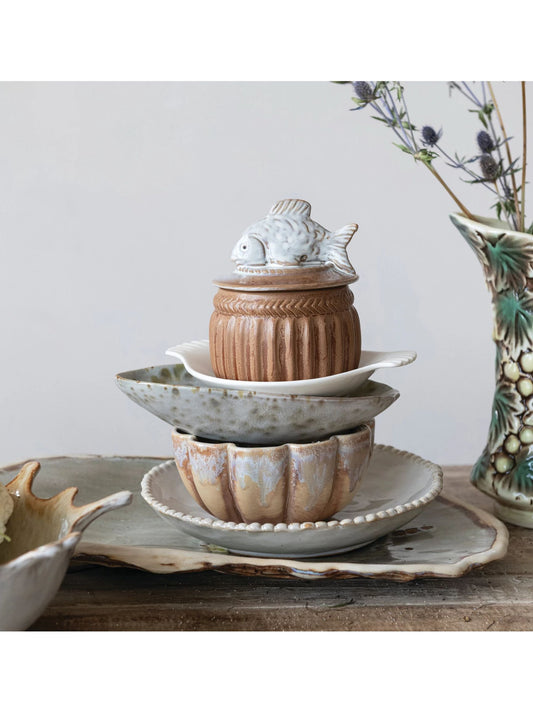 Stoneware Salt Cellar with Fish