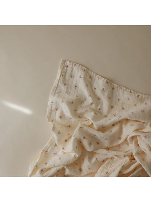Organic Cotton Muslin Swaddle Blanket - Bows