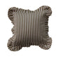 18" Square Woven Fabric Indoor/Outdoor Pillow with Stripes & Ruffle