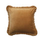 20" Square Cotton Velvet Pillow w/ Ruffled Trim, Mustard