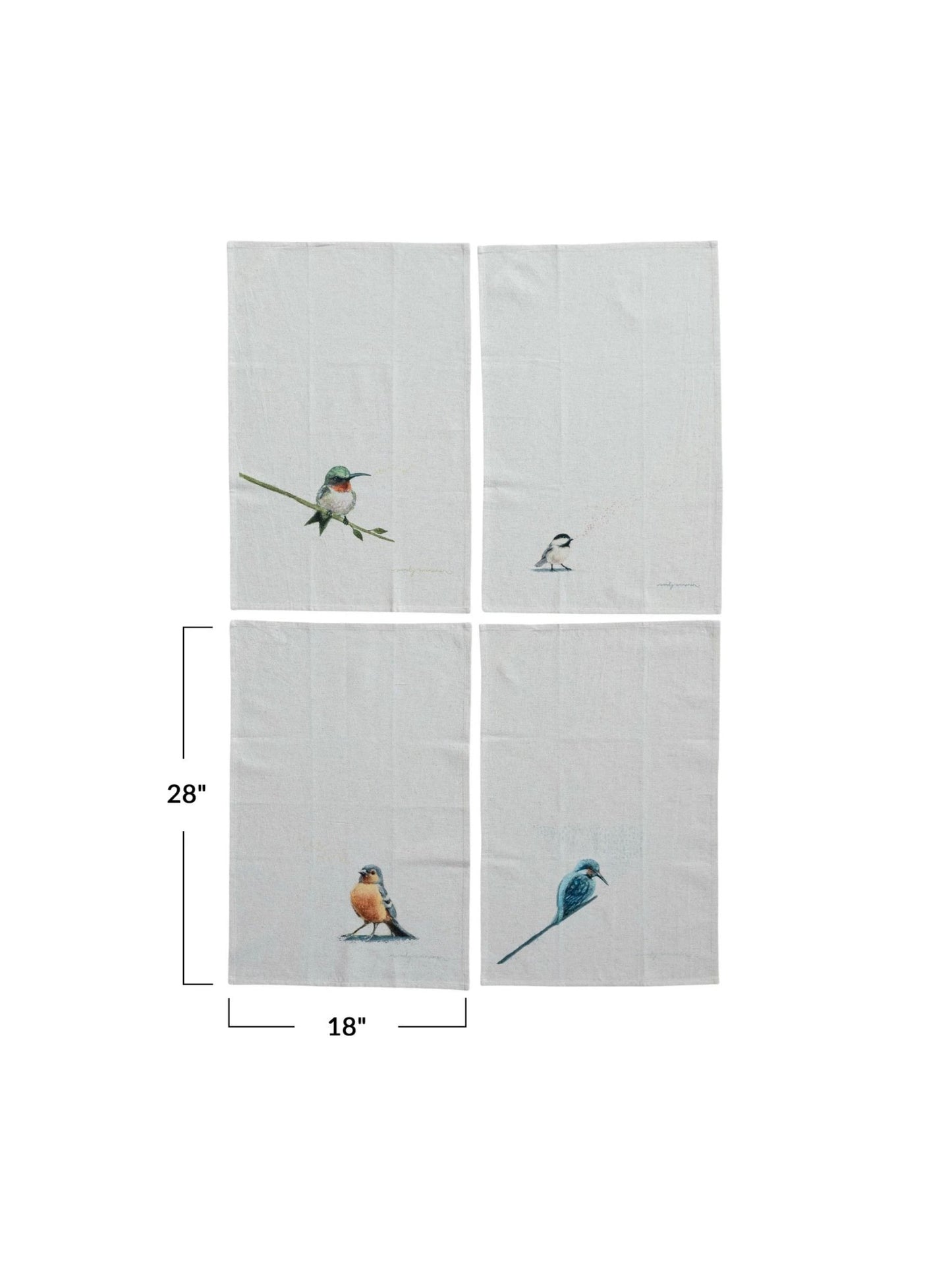 Cotton & Linen Printed Tea Towel w/ Bird