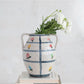 Hand-Painted Terra-cotta Urn w/ Flowers & Grid Pattern - Pick Up Only