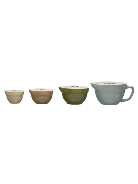 Stoneware Batter Bowl Measuring Cups - Set of 4
