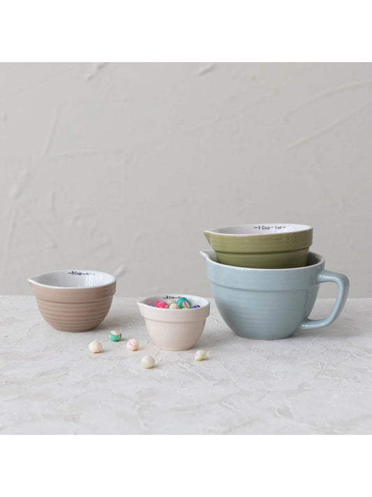 Stoneware Batter Bowl Measuring Cups - Set of 4