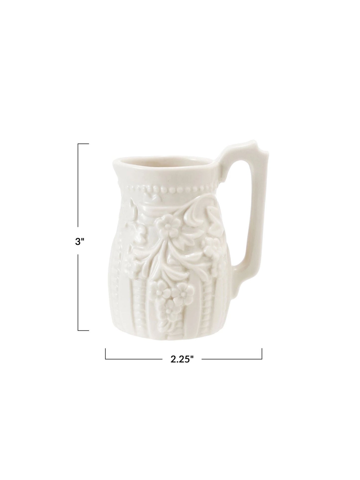 2 oz. Embossed Stoneware Vintage Reproduction Creamer