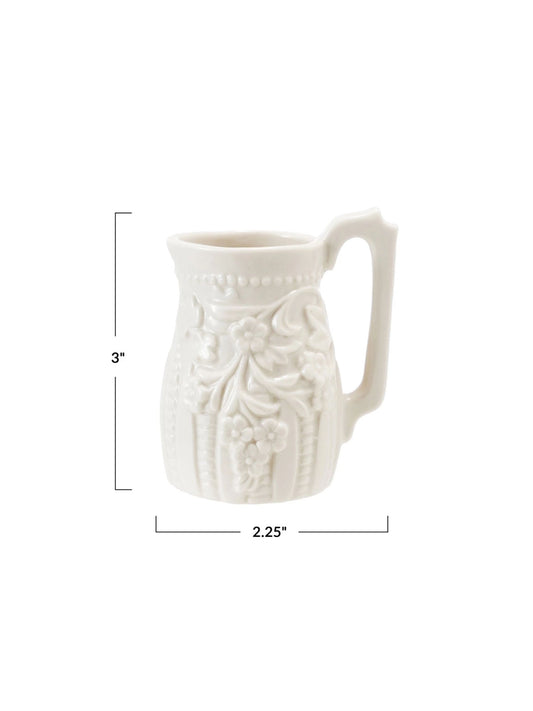 2 oz. Embossed Stoneware Vintage Reproduction Creamer