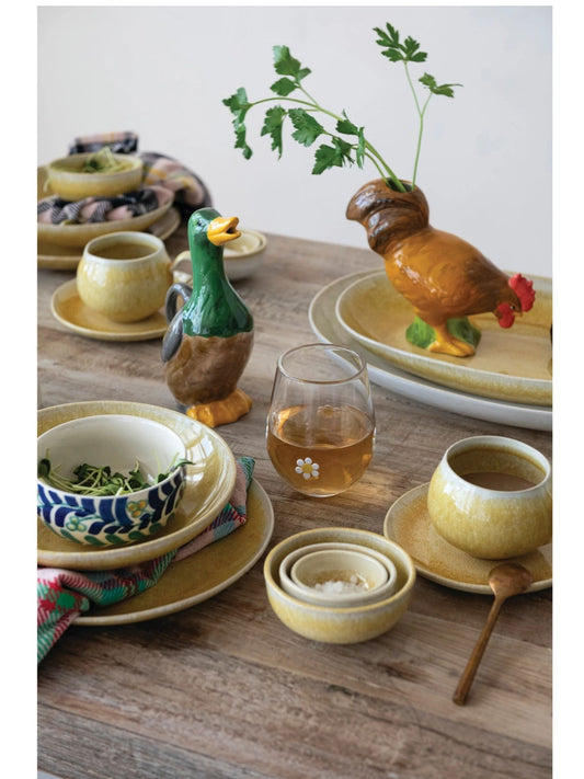 12 oz. Hand-Painted Stoneware Duck Shaped Pitcher