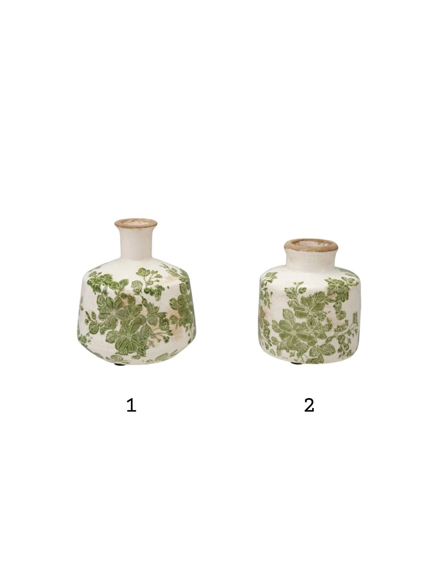 Stoneware Vase with Green Botanicals