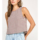 Gingham Linen Scoop Neck Tank