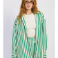 Green Oversized Striped Button Down