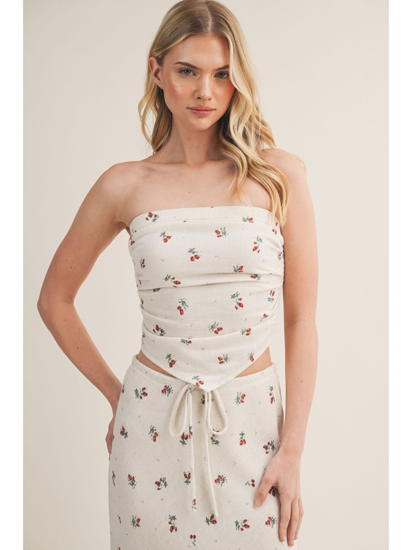 Berry Print Handkerchief Top