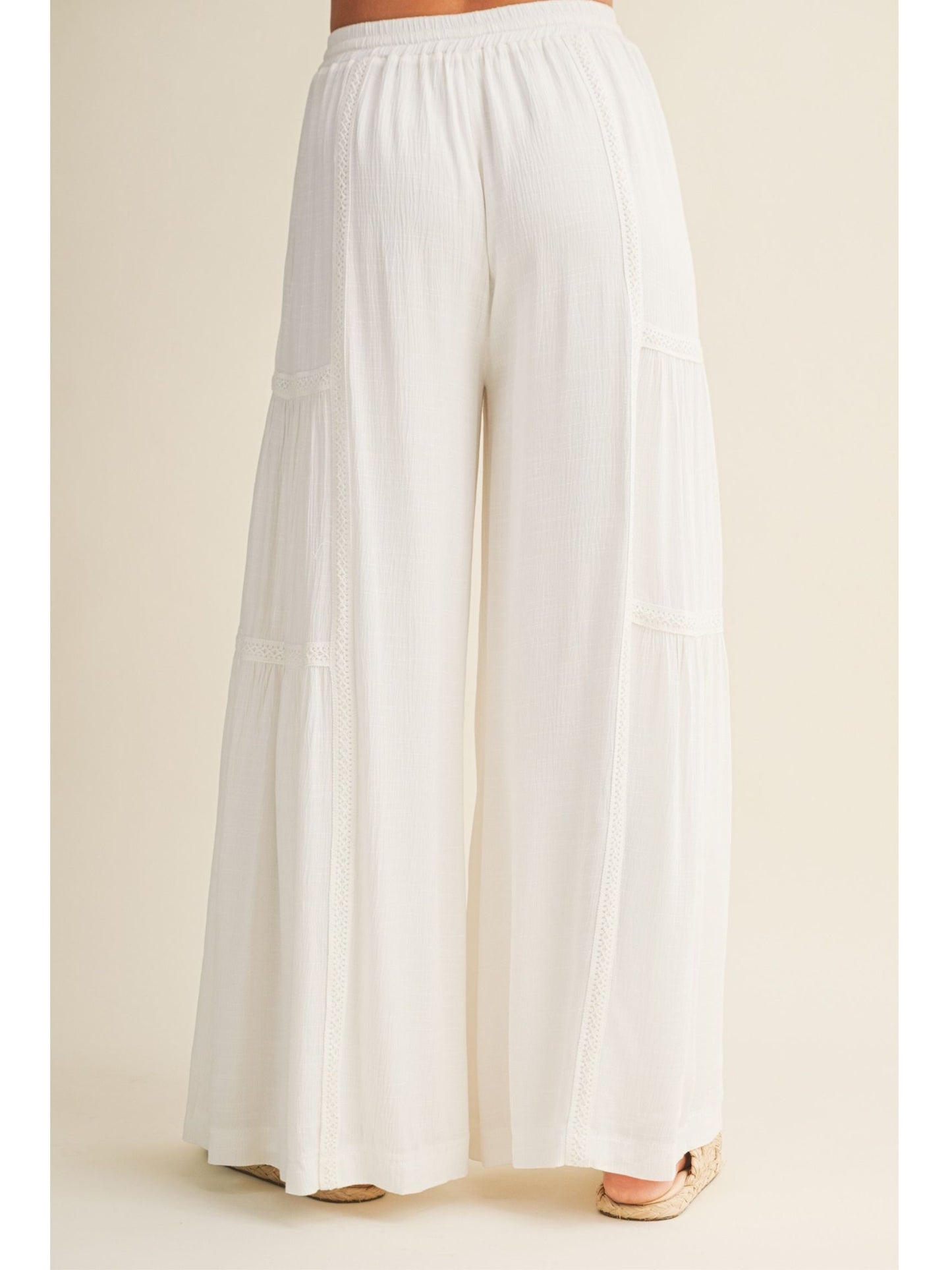 Lace Trimmed Wide Leg Pant