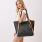 Two Tone Woven Straw Tote Bag